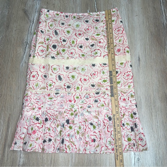 Tibi Women’s Size 4 Floral Lace Pleated Midi Skirt Cotton Lined Multi Color - Picture 10 of 13